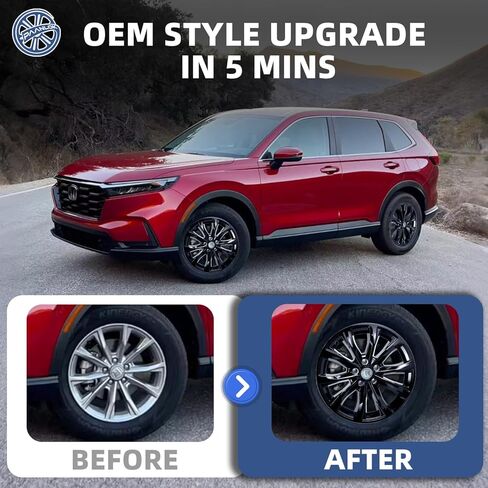 جلود عجلة سوداء لامعة مقاس 18 بوصة لسيارة Honda CR-V CRV EX EX-L Sport Hybrid OEM ذات 10 عجلات معدنية، متوافقة مع جزء OEM # 42700-3A0-A81 و42700-3A0-C84، أغطية حافة قابلة للتركيب 4 عبوات in Kuwait