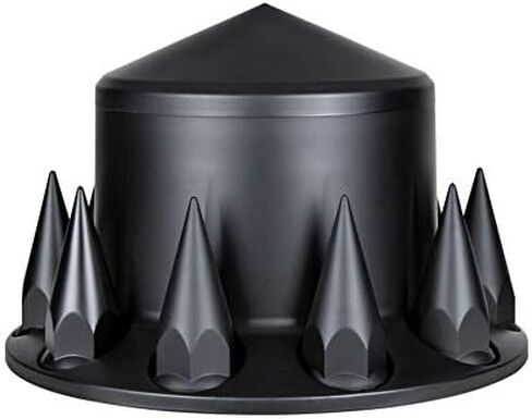 United Pacific 10337 Axle Hub Cover, Rear, Matte Black, Pointed, with 33mm Spike Thread-On Nut Cover in Kuwait