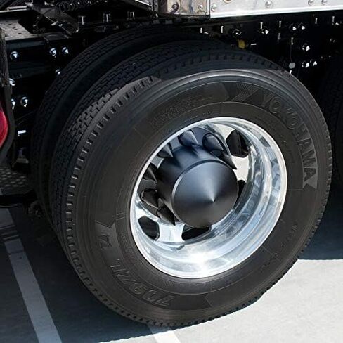 United Pacific 10337 Axle Hub Cover, Rear, Matte Black, Pointed, with 33mm Spike Thread-On Nut Cover in Kuwait