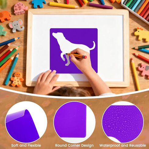 24 قطعة من استنسل الحيوانات، قالب طباشير استنسل رسم مقاس 8 بوصة، كبير قابل للغسل وقابل لإعادة الاستخدام لحيوانات الغابة، قالب الشكل الأساسي لتعلم الرسم والحرف اليدوية in Saudi Arabia