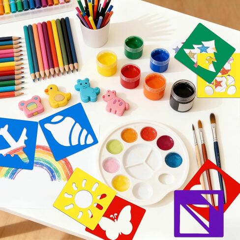 24 قطعة من استنسل الحيوانات، قالب طباشير استنسل رسم مقاس 8 بوصة، كبير قابل للغسل وقابل لإعادة الاستخدام لحيوانات الغابة، قالب الشكل الأساسي لتعلم الرسم والحرف اليدوية in Saudi Arabia