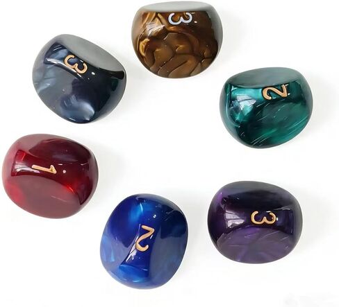 Polyhedral D3 Dice Set Fits for Warhammer, Table Game Dice, Cards Gaming, Multi-Color Marbled Dice with Gold Numbers D3 Dices Pieces in Saudi Arabia