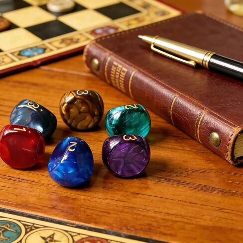 Polyhedral D3 Dice Set Fits for Warhammer, Table Game Dice, Cards Gaming, Multi-Color Marbled Dice with Gold Numbers D3 Dices Pieces in Saudi Arabia