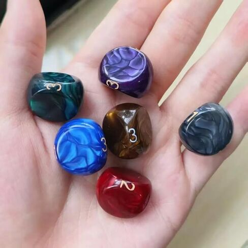 Polyhedral D3 Dice Set Fits for Warhammer, Table Game Dice, Cards Gaming, Multi-Color Marbled Dice with Gold Numbers D3 Dices Pieces in Saudi Arabia
