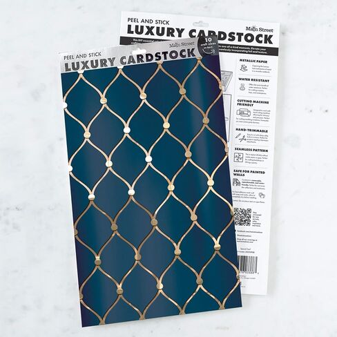 Main Street Peel and Stick Craft Paper. Navy and Gold Geometric Print -12-Pack of Luxury 16.75"x10" Panels. Embossed Paper for Art Projects, Crafts, DIY, Accent Wallpaper in Saudi Arabia