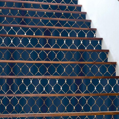 Main Street Peel and Stick Craft Paper. Navy and Gold Geometric Print -12-Pack of Luxury 16.75"x10" Panels. Embossed Paper for Art Projects, Crafts, DIY, Accent Wallpaper in Saudi Arabia