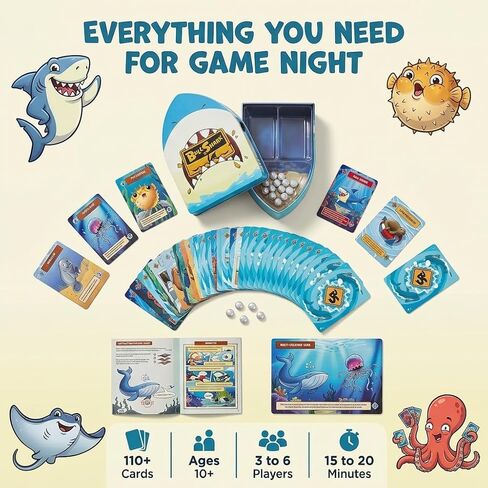 Bull Shark — Fun Card Game for Family Game Night | Strategy Card Game for Adults Kids and Players Ages 10+ | Fast-Paced Competitive Party Game | from the Creators of Hoard the Hams in Saudi Arabia