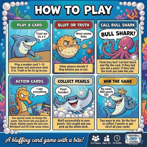 Bull Shark — Fun Card Game for Family Game Night | Strategy Card Game for Adults Kids and Players Ages 10+ | Fast-Paced Competitive Party Game | from the Creators of Hoard the Hams in Saudi Arabia