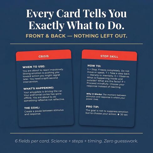 Anxiety Relief Coping Skills Cards — 55 Evidence-Based Techniques for Fast-Acting Relief | DBT, CBT & Grounding Tools for Anxiety, Stress & Overwhelm. in Saudi Arabia