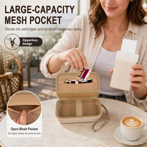 casmilee Photo Printer Carrying Case for Liene Pearl N200 Pro, Lightweight Wireless Storage Bag with Soft Lining & Elastic Straps for Paper and Ink (Gold) in Kuwait