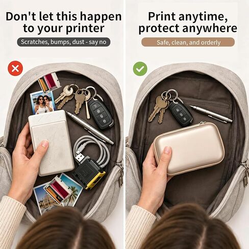 casmilee Photo Printer Carrying Case for Liene Pearl N200 Pro, Lightweight Wireless Storage Bag with Soft Lining & Elastic Straps for Paper and Ink (Gold) in Kuwait