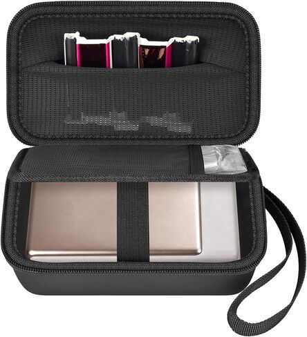casmilee Photo Printer Carrying Case for Liene Pearl N200 Pro, Lightweight Wireless Storage Bag with Soft Lining & Elastic Straps for Paper and Ink (Gold) in Kuwait