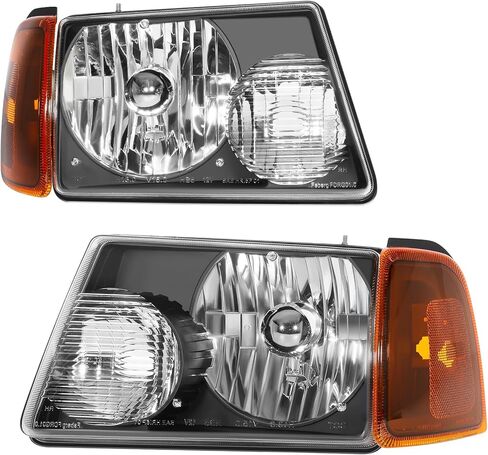 Headlight Assembly for ford Ranger 2001-2011 Black Housing Amber Reflector Clear Lens Driver and Passenger Side Headlamp in Saudi Arabia