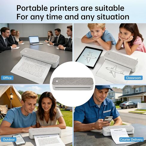 Portable Printer for Travel Bluetooth,Inkless Thermal Travel Printer,Supports US Letter & A4 & A5 & A6 & A7 & Receipt paper,Compatible with Phone & Laptop and Tablet,with 3 thermal paper rolls.(Grey) in Saudi Arabia