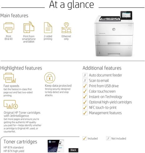 طابعة HP Laserjet Enterprise M506x أحادية اللون، (F2A70A) (متجددة) in Kuwait