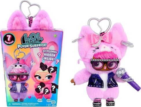 LOL Surprise Plush Surprise! E-Meow Rocker Plush Doll with Hidden Fashions, On-the-Go Play, 7 Total Surprises – Great Gift for Kids Ages 3+ in Saudi Arabia