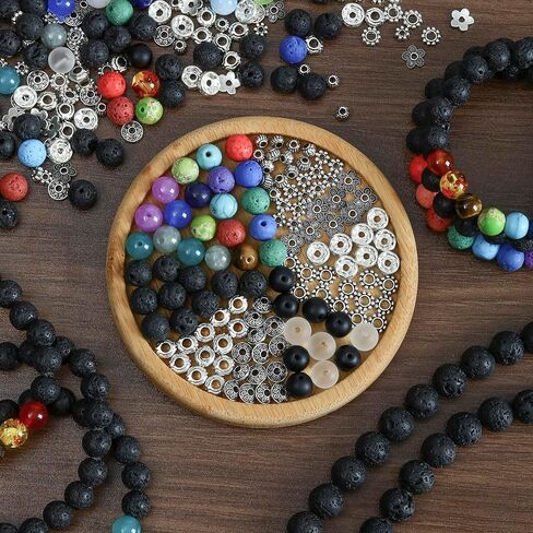 SONGIN 396Pcs Lava Beads, 8mm Natural Black Volcanic Rock Stone Chakra Round Beads for Diffuser Essential Oils Yoga Bead Bracelets DIY Jewelry Making Supplies in Saudi Arabia