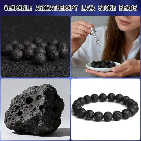 SONGIN 396Pcs Lava Beads, 8mm Natural Black Volcanic Rock Stone Chakra Round Beads for Diffuser Essential Oils Yoga Bead Bracelets DIY Jewelry Making Supplies in Saudi Arabia
