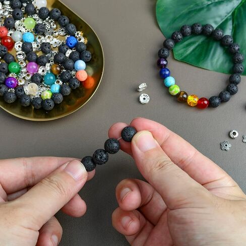 SONGIN 396Pcs Lava Beads, 8mm Natural Black Volcanic Rock Stone Chakra Round Beads for Diffuser Essential Oils Yoga Bead Bracelets DIY Jewelry Making Supplies in Saudi Arabia