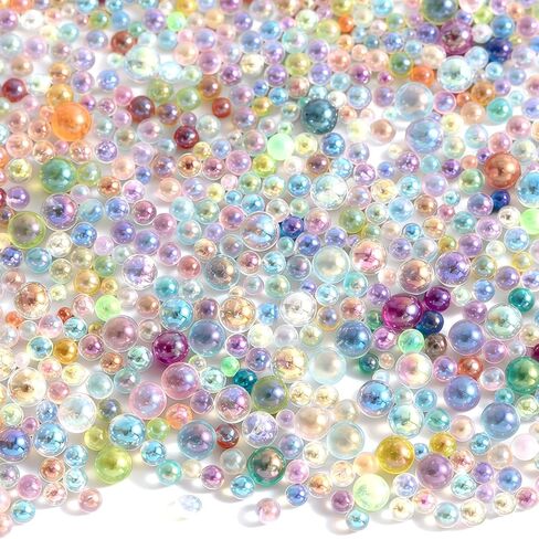 100g Micro Bubble Beads, 1.25-3mm Colorful Water Droplets Bubble Beads No Hole, Tiny Round Iridescent Glass Bead Balls for DIY Crafts Nail Art Resin Filler in Saudi Arabia