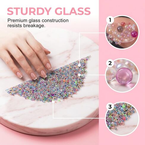 100g Micro Bubble Beads, 1.25-3mm Colorful Water Droplets Bubble Beads No Hole, Tiny Round Iridescent Glass Bead Balls for DIY Crafts Nail Art Resin Filler in Saudi Arabia