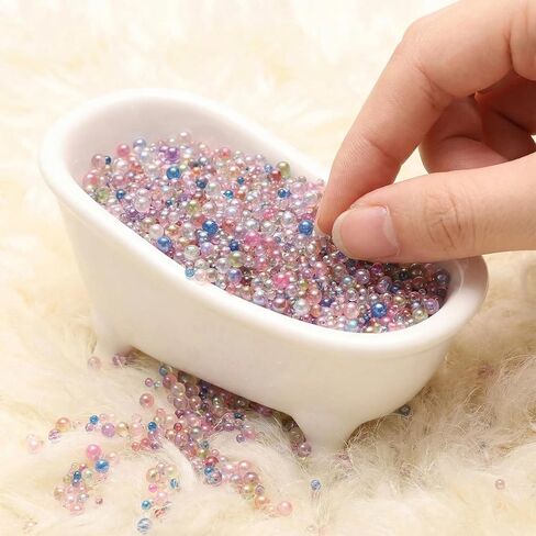 100g Micro Bubble Beads, 1.25-3mm Colorful Water Droplets Bubble Beads No Hole, Tiny Round Iridescent Glass Bead Balls for DIY Crafts Nail Art Resin Filler in Saudi Arabia