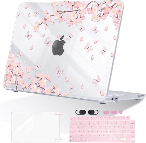for MacBook Neo 13 inch Case 2026 A3404 with A18 Pro Chip, Anti-Scratch Slim Pattern Plastic Hard Shell Case 13-inch Neo Protective Cover with Keyboard Cover & Screen Film, Purple Flowers in Saudi Arabia