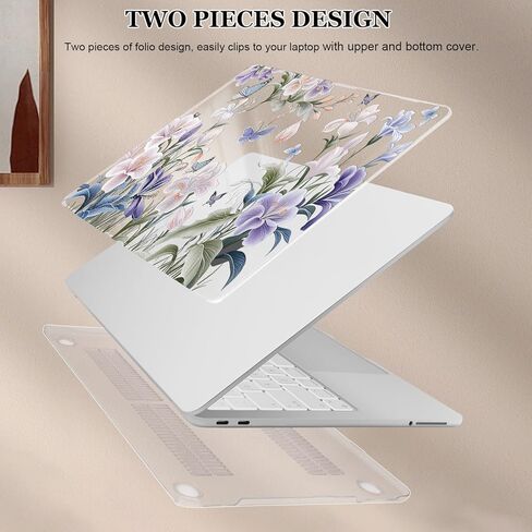 for MacBook Neo 13 inch Case 2026 A3404 with A18 Pro Chip, Anti-Scratch Slim Pattern Plastic Hard Shell Case 13-inch Neo Protective Cover with Keyboard Cover & Screen Film, Purple Flowers in Saudi Arabia