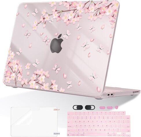 for MacBook Neo 13 inch Case 2026 A3404 with A18 Pro Chip, Anti-Scratch Slim Pattern Plastic Hard Shell Case 13-inch Neo Protective Cover with Keyboard Cover & Screen Film, Purple Flowers in Saudi Arabia