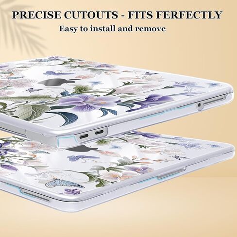 for MacBook Neo 13 inch Case 2026 A3404 with A18 Pro Chip, Anti-Scratch Slim Pattern Plastic Hard Shell Case 13-inch Neo Protective Cover with Keyboard Cover & Screen Film, Purple Flowers in Saudi Arabia