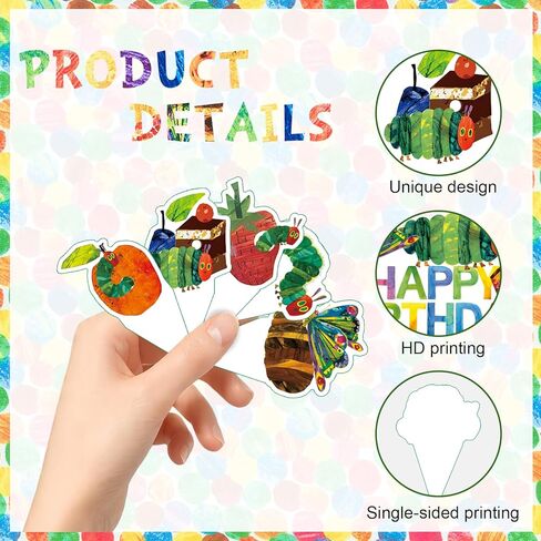 25 Pcs Very Hungry Caterpillar Cake Topper and Cupcake Toppers Set, Cartoon Caterpillar Theme Party Supplies for Reading Story Themed Party Decorations in Saudi Arabia