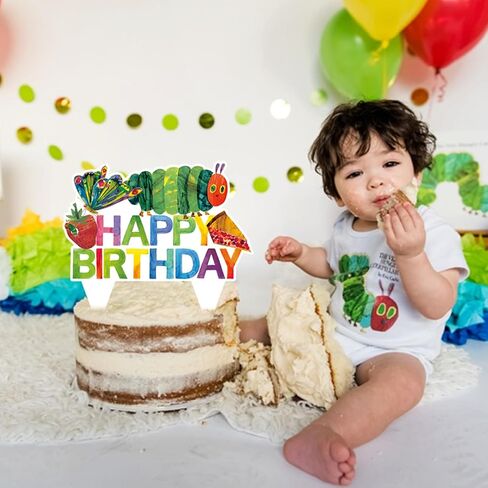 25 Pcs Very Hungry Caterpillar Cake Topper and Cupcake Toppers Set, Cartoon Caterpillar Theme Party Supplies for Reading Story Themed Party Decorations in Saudi Arabia