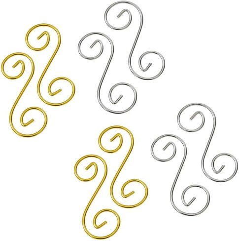 Set of 4 S-Hook Necklace Extenders – Gold & Silver Swirl Hooks – Metal Jewelry Extender Clips for Necklaces, & DIY Crafting – Durable, Tarnish-Resistant S Shaped Connectors in Kuwait