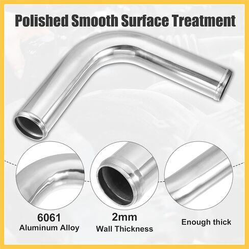 OD 2.25" 57mm Leg Length 6" 152mm Car Aluminum Alloy Tube Intercooler Pipe 90 Degree Bend Elbow Air Intake Joiners Tubing - Pack of 1 Auto Replacement Parts in Kuwait