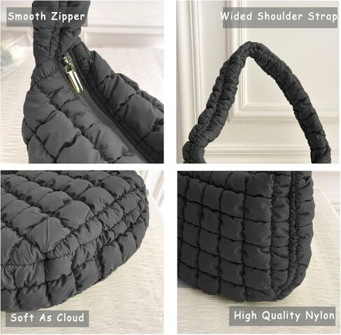Women Puffer Tote Bag Large Soft Puffy Bags Lightweight Quilted Handbag Tote Hobo Bag Shoulder Bag in Saudi Arabia