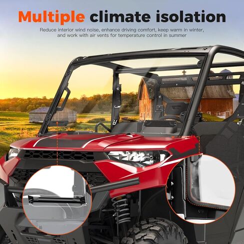 Front Full Windshield for Polaris Ranger XP 1000 / Crew XP 1000 2018-2026 Accessories, Clear Durable Hard Coat Poly Vented Full Windshield Compatible with Ranger 1000 / Crew 1000 XP 18-26 in Saudi Arabia