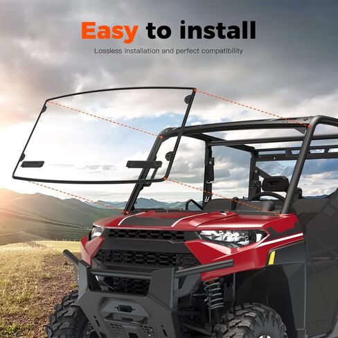 Front Full Windshield for Polaris Ranger XP 1000 / Crew XP 1000 2018-2026 Accessories, Clear Durable Hard Coat Poly Vented Full Windshield Compatible with Ranger 1000 / Crew 1000 XP 18-26 in Saudi Arabia