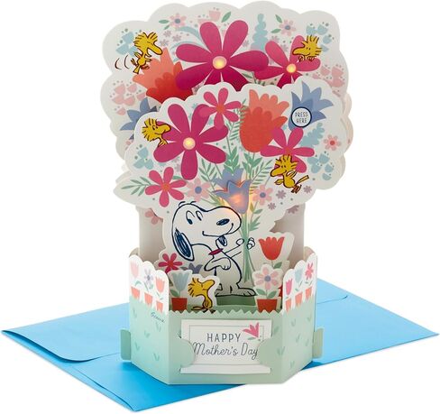 Hallmark Peanuts Pop Up Mother's Day Card with Song for Mom (Snoopy Displayable Bouquet, Plays Linus and Lucy) in Saudi Arabia