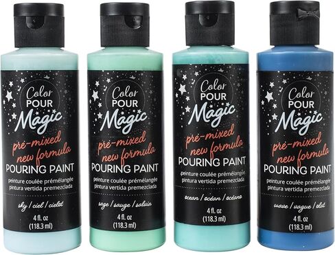 American Crafts Color Pour Magic Pre-Mixed Paint Kit 4/Pkg-Tidal Wave in Kuwait