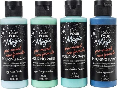 American Crafts Color Pour Magic Pre-Mixed Paint Kit 4/Pkg-Tidal Wave in Kuwait