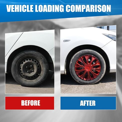 CPW 15 بوصة غطاء حافة العجلة Hubcaps Snap Universal On Car Truck SUV ABS & PC لملحقات السيارة استبدال أغطية العجلات، مجموعة من 4 (15 بوصة، طلاء أسود وأحمر) in Kuwait