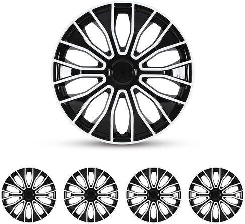 CPW 15 بوصة غطاء حافة العجلة Hubcaps Snap Universal On Car Truck SUV ABS & PC لملحقات السيارة استبدال أغطية العجلات، مجموعة من 4 (15 بوصة، طلاء أسود وأحمر) in Kuwait