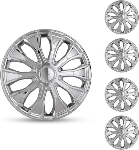 CPW 15 بوصة غطاء حافة العجلة Hubcaps Snap Universal On Car Truck SUV ABS & PC لملحقات السيارة استبدال أغطية العجلات، مجموعة من 4 (15 بوصة، طلاء أسود وأحمر) in Kuwait