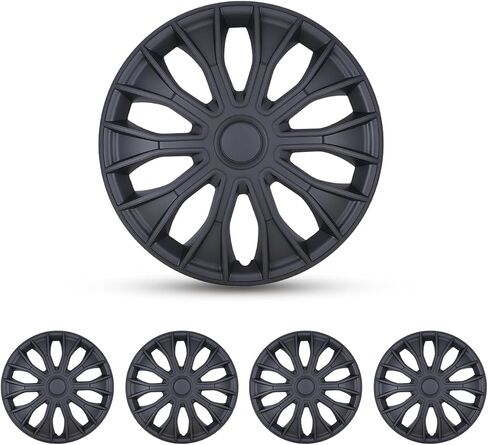 CPW 15 بوصة غطاء حافة العجلة Hubcaps Snap Universal On Car Truck SUV ABS & PC لملحقات السيارة استبدال أغطية العجلات، مجموعة من 4 (15 بوصة، طلاء أسود وأحمر) in Kuwait