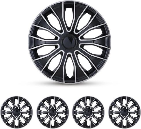 CPW 15 بوصة غطاء حافة العجلة Hubcaps Snap Universal On Car Truck SUV ABS & PC لملحقات السيارة استبدال أغطية العجلات، مجموعة من 4 (15 بوصة، طلاء أسود وأحمر) in Kuwait
