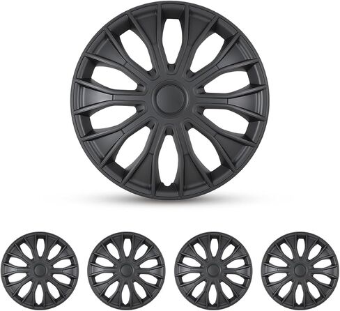 CPW 15 بوصة غطاء حافة العجلة Hubcaps Snap Universal On Car Truck SUV ABS & PC لملحقات السيارة استبدال أغطية العجلات، مجموعة من 4 (15 بوصة، طلاء أسود وأحمر) in Kuwait