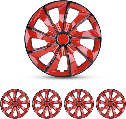 ROXX Wheel Cover Hubcaps, 14 Inch Universal Hubcaps Set of 4 for Car Truck SUV, Snap On Wheel Rim Cover Accessories, Wheel Cover Tire Replacement Exterior Cap, Matte Silver Black (5084-BRB-14 Inch) in Kuwait