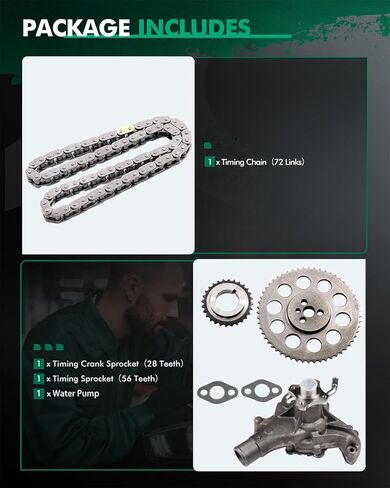Engine Timing Chain Kit with Water Pump - TK7020 AW5077 Fit For Chevrolet S10 Silverado 1500 Blazer Express 1500 Astro Express 2500 Savana 1500 Safari Savana 2500 Sierra 1500 Sonoma Jimmy 4.3L in Kuwait