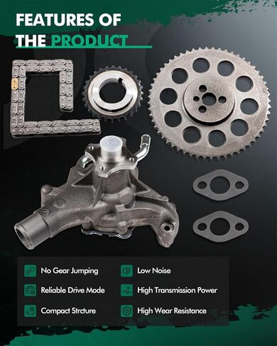 Engine Timing Chain Kit with Water Pump - TK7020 AW5077 Fit For Chevrolet S10 Silverado 1500 Blazer Express 1500 Astro Express 2500 Savana 1500 Safari Savana 2500 Sierra 1500 Sonoma Jimmy 4.3L in Kuwait