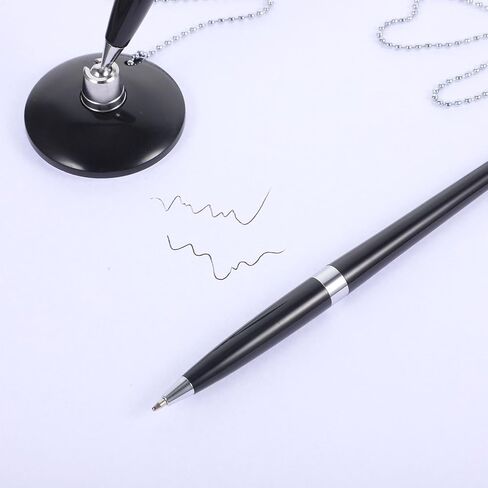 قطعتان من أقلام العداد المقاومة للاهتراء مع سلسلة من Yardwe، أقلام حبر جاف ثابتة على الطاولة من البلاستيك الأسود للاستخدام في مكتب العمل واستقبال البنك in Kuwait